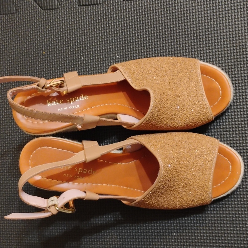 Kate Spade Gold Glitter Wedges